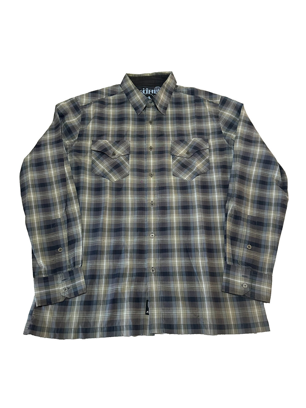 Kuhl Dillingr Flannel Shirt Men Large Brown Plaid Button Up Long Sleeve